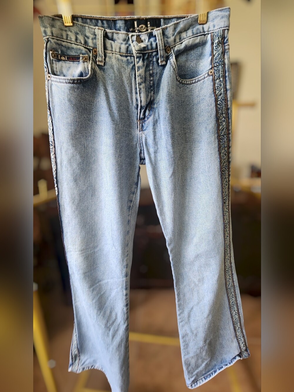 Vintage 1999 LEI Flare Jeans With Paisley Ribbon Down The Side *True Y2K*